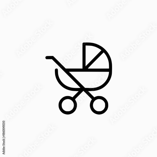 Simple baby stroller icon for parenting and childcare designs