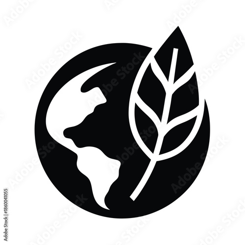 Earth Leaf Silhouette Icon Vector Illustration