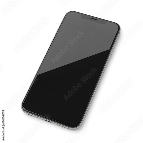 Modern smartphone with blank screen on isolated white background