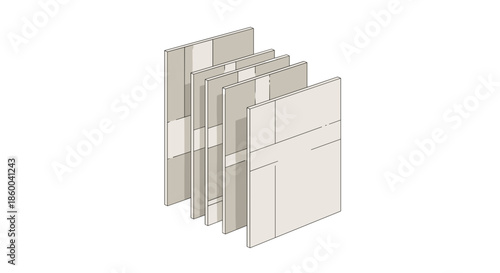 Stack of drywall panels isolated on a white background, showcasing construction materials in a minimalistic and clean design