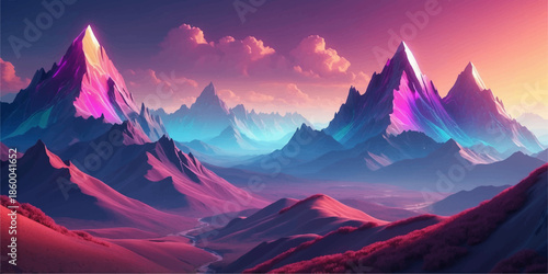 Creative abstract mountain illustration designed in modern vector art style