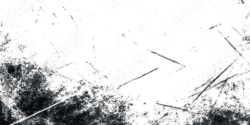 A dramatic black and white abstract texture featuring distressed grunge scratches smudges and chaotic lines across a bright background