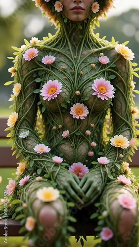 Floral harmony: woman in nature-inspired costume with daisies