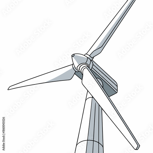 A detailed illustration of a single wind turbine showcasing its blades and central tower against a plain white background