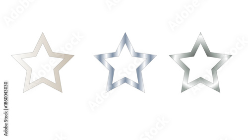 Abstract silver star on Isolated transparent background Silver star seal sign on transparent background
