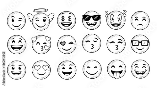 Emoji sketch set