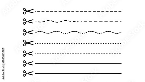 Cut line design element with scissors icon