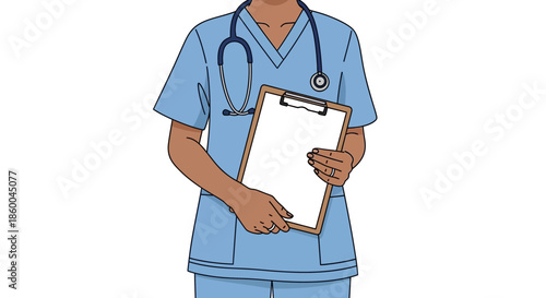 Medical professional holding clipboard