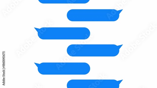 Chat Message Bubble Animation with Transparent Background, Blue Text Messages for Messaging App UI, UX Communication, Online Chat, SMS Conversation and Mobile Interface Video
