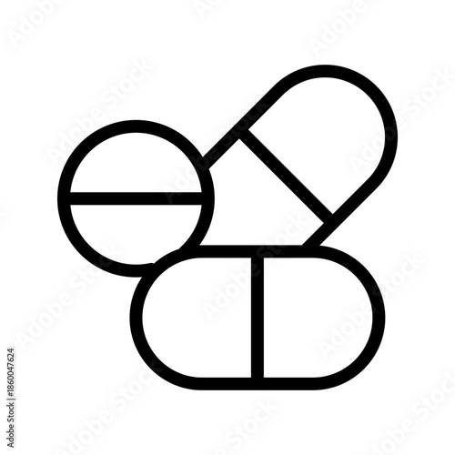 Essential Medicines icon set for healthcare, pharmacy, medical treatment, and UI design