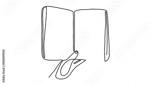 continuous line animation of hands holding book