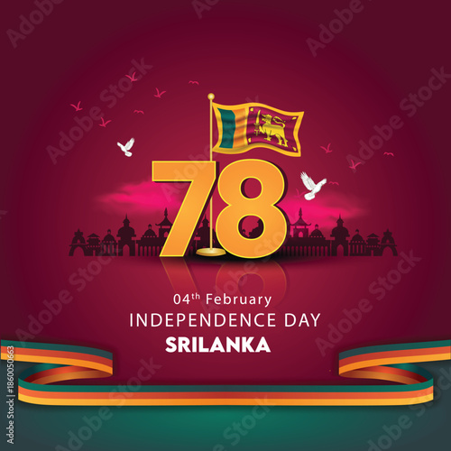 happy independence day Sri lanka. with flag. abstract vector illustration design