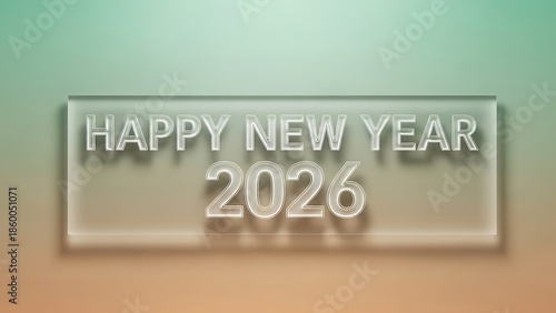 Frosted Glassmorphism Happy New Year 2026 Minimalist Banner