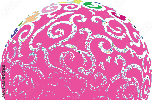 Pink and White Abstract Swirl Pattern with Multicolored Accents