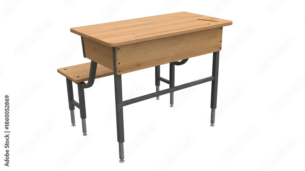 Fototapeta premium Classic wooden school desk with storage