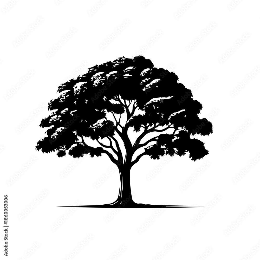 Fototapeta premium Mango Tree Vector Illustration with Lush Green Leaves