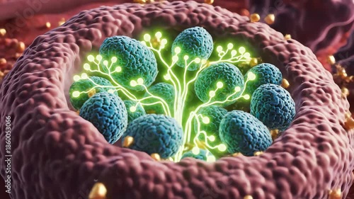 With fewer malignant cells competing for resources, glucose and amino acids flow toward healthy cells. Metabolic pathways glow evenly, symbolizing improved energy availability for recovery