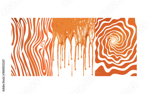 Wavy Caramel Pattern Set Swirl and Splashing Texture