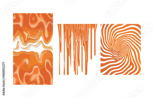 Wavy Caramel Pattern Set Swirl and Splashing Texture