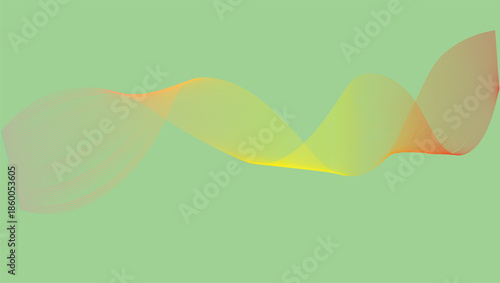 Vibrant wavy abstract shapes in yellow orange hues on green background