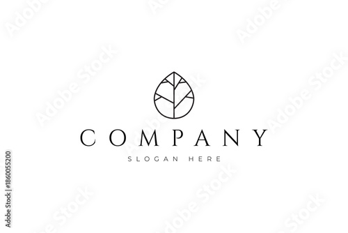 water drop logo with tree combination with line art design style