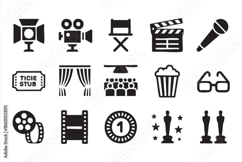 Film Production Icons for Video Apps, Dashboards, Streaming Interfaces