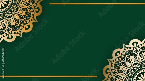 Elegant Gold Mandala Design on Deep Green Background.
