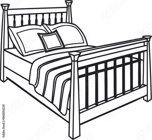 vector illustration of a bed in a bedroom