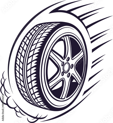 High Speed Tire Motion Blur Effect Vector Graphic Design Element