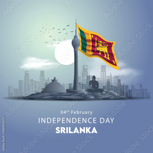 happy independence day Sri lanka. with flag. abstract vector illustration design
