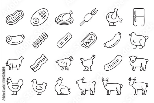Animal Protein Icons for Culinary Apps, Menus and Interface Design