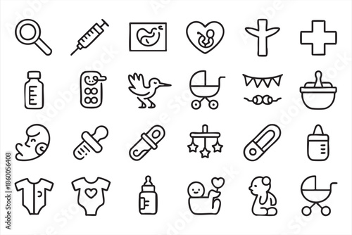 Parenting and Baby Care Icons for Healthcare UI, Web and App Products