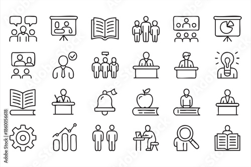 Business Learning Icons for Professional Training and Knowledge Platforms