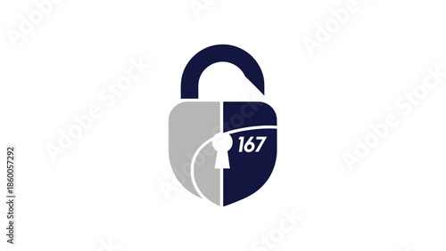 Modern security lock icon with the number 167, representing safety and protection.