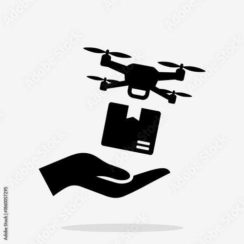 Automated Drone Delivering a Parcel to a Hand in Modern Logistics
