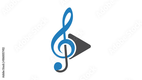 Creative music symbol with play button design for audio entertainment.