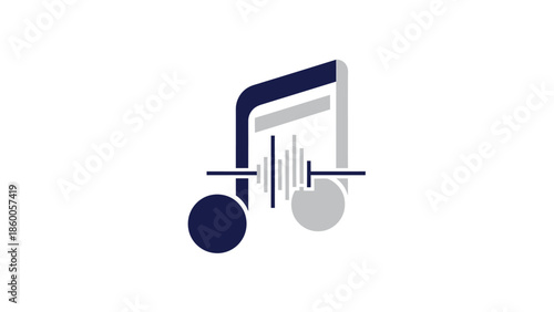Musical note logo with sound wave representing audio and music.