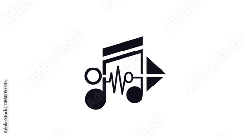 Musical note logo with waveform and play symbol, representing audio and music.