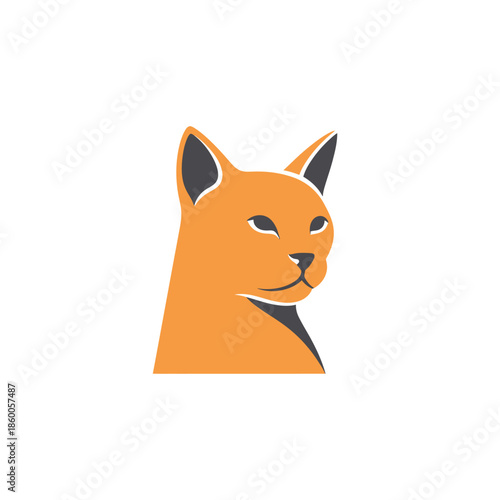 Orange cat illustration with focused gaze and attentive expression, looking alert.