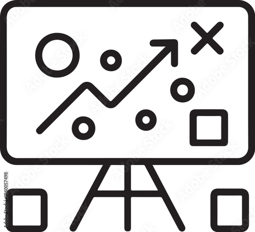 PrintMinimalist business strategy planning icon on whiteboard