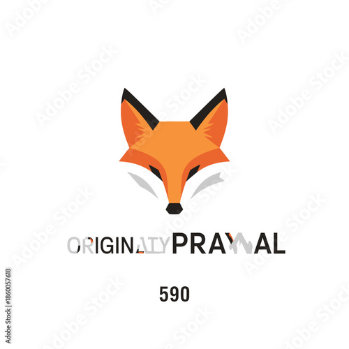 Orange fox logo with black ears and white face, number 590, originally prayal.