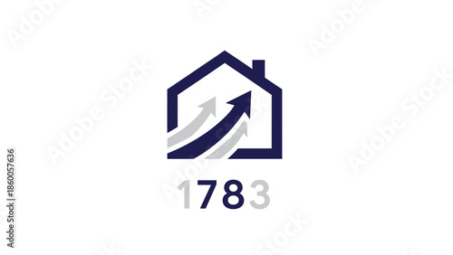 Real estate logo featuring a house with upward arrows, representing growth and investment.