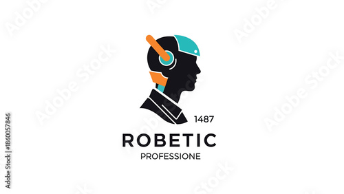 Robotic head silhouette logo with modern design and professional branding.