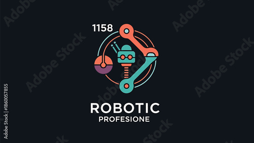 Robotic Profession Logo Design with Futuristic Technology and Number 1158.