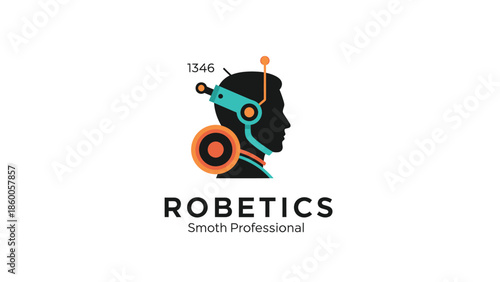 Robotics Logo Design - Modern Silhouette of a Robotic Head with Futuristic Elements.