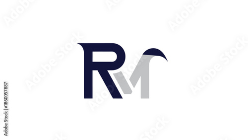 RM logo design with a modern and elegant style on white background.