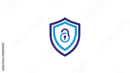 Secure digital shield logo representing protection and cybersecurity measures for data.