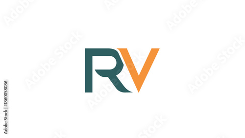 RV logo design with modern and stylish typography for branding purposes.