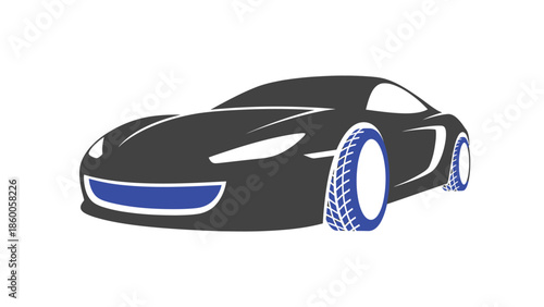 Sleek black sports car with blue accents, a symbol of speed and luxury.