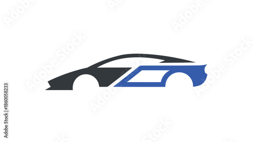 Sleek modern car design with a unique color scheme and aerodynamic shape.